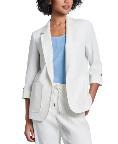 Jones New York Women's Linen-blend Roll-tab Blazer In Nyc White