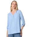 Jones New York Womens Pocket Chiffon Button-down Top In Bluebell
