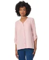 Jones New York Women's Long Sleeve Collarless Tunic With D-rings Top In Rose