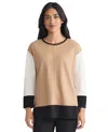 Jones New York Color Block Knit Top In Brown
