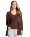 Jones New York Plus Size Sutton Open-front Cardigan In Brown