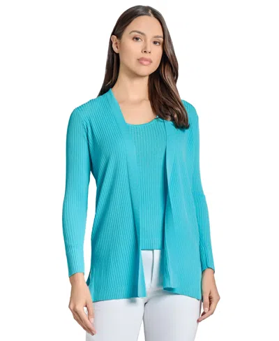 Jones New York Women's Long-sleeve Side-slit Cardigan Sweater In Aqua Wave