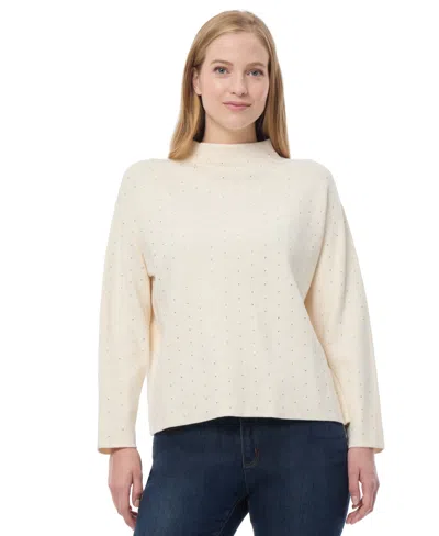 Jones New York Women's Long Sleeve Sweater With Heat Set In White