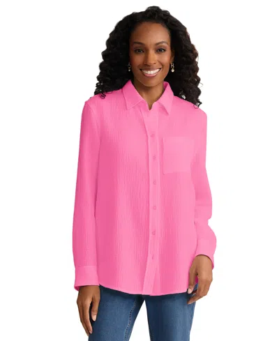 Jones New York Women's Long-sleeve Button Down Shirt In Pink