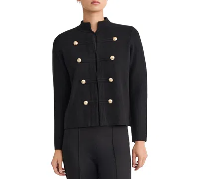 Jones New York Women's Long-sleeve Mock-neck Double-breasted Jacket In Black