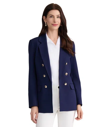 Jones New York Faux Double Breasted Blazer In Blue