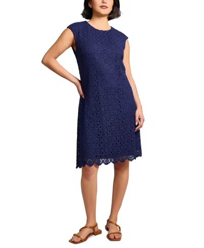 Jones New York Women's Medallion Lace Cap-sleeve Swing Midi Dress