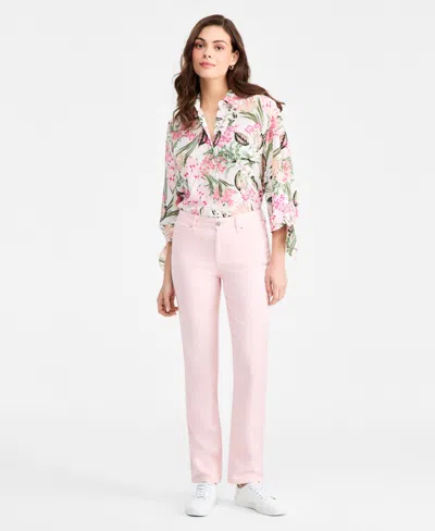 Jones New York Women's Mid-rise Lexington Straight Jeans In Pink