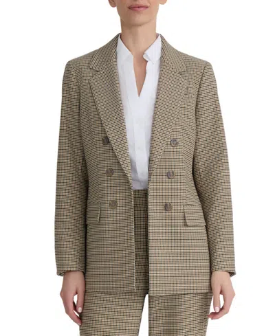 Jones New York Women's Mini-houndstooth Faux Double-breasted Jacket In Brown