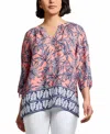 Jones New York Women's Mixed-print Split-neck Top In Multi