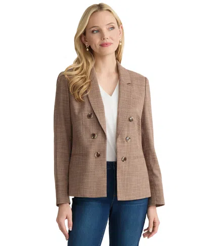 Jones New York Women's Notch Collar Jacket In Fudge Multi