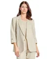 Jones New York Roll Tab Sleeve Linen Blend Blazer In Natural Stone