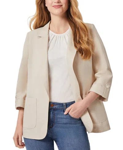 Jones New York Women's Notched-collar Rolled-sleeve Jacket In Natural