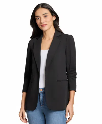 Jones New York Women's Notched-collar Stretch Jacket In Black