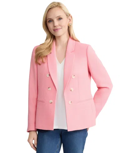 Jones New York Women's Open Front Tweed Jacket In Pink