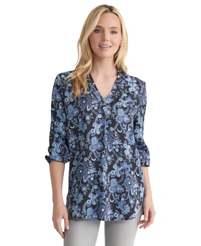 Jones New York Women's Paisley-print 3/4-sleeve Tunic Top In Multi