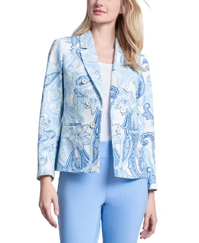 Jones New York Women's Paisley-print Faux-double-breasted Jacket In Nyc White Multi