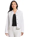 Jones New York Patch Pocket Denim Jacket In Soft White