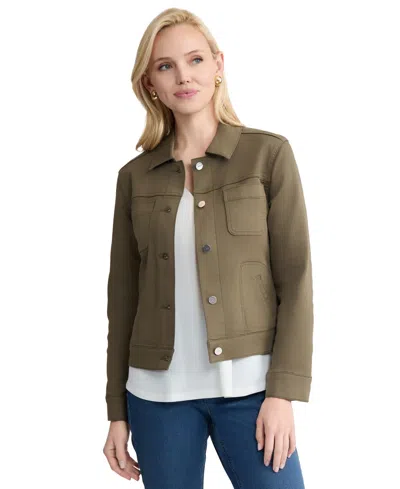 Jones New York Women's Patch Pocket Denim Jacket In Green