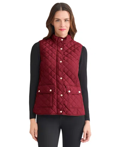 Jones New York Quilted Vest In Red