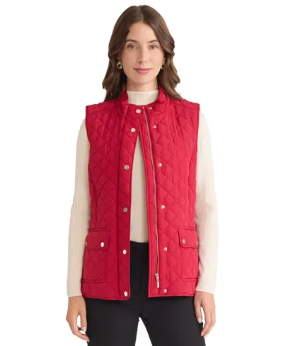 Jones New York Women's Patch Pocket Vest Jacket In Red
