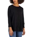 Jones New York Women's Petite Serenity Knit 3/4 Sleeve Tunic Top In Jones Black