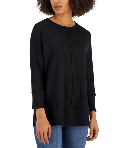 JONES NEW YORK WOMEN'S PETITE SERENITY KNIT 3/4 SLEEVE TUNIC TOP