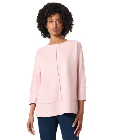 Jones New York Women's Petite Serenity Knit 3/4 Sleeve Tunic Top In Pink