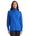 Jones New York Turtleneck Seam Front Bouclé Sweater In Blue