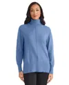 Jones New York Turtleneck Seam Front Bouclé Sweater In Blue
