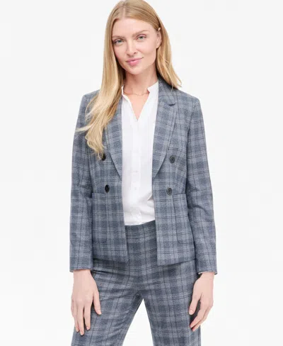 Jones New York Women's Plaid Notch Collar Jacket In Pacific Navy Multi