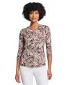 Jones New York Women's Printed 3/4-sleeve Blouse In Pink