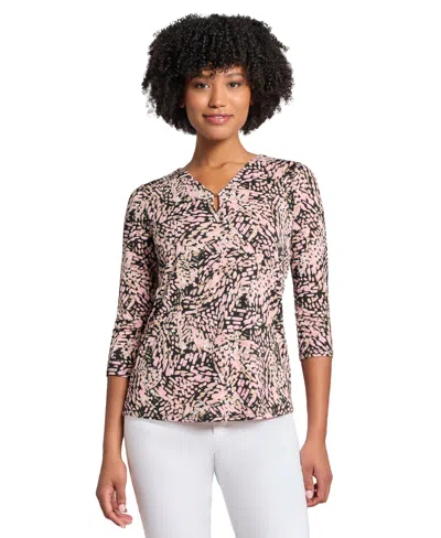 Jones New York Women's Printed 3/4-sleeve Blouse In Pink