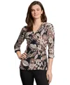 Jones New York Floral D-ring Wrap Top