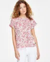 Jones New York Paisley Button Detail Top In Jones White Multi