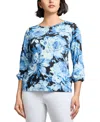 Jones New York Women's Printed Moss Crepe Blouse In Jones Black Multi