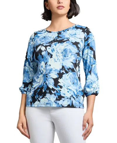Jones New York Women's Printed Moss Crepe Blouse In Jones Black Multi