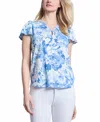 Jones New York Floral Flutter Sleeve Top In Soft Seaglass Multi