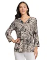 Jones New York Women's Printed Moss Crepe Top In Jones Blk Multi
