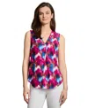 Jones New York Petite V Neck Pleat Front Shell Top