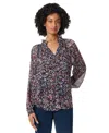 Jones New York Button Front Peasant Top In Jones Black