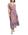 Jones New York Sleeveless Smocked Waist Maxi Dress In Multi