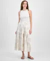 Jones New York Petite Pull-on Tiered Midi Skirt In Jones White,natural Stone