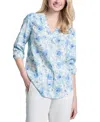 Jones New York Floral Linen Blend V-neck Tunic Top In Nyc White Multi