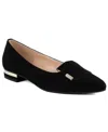 Jones New York Quesheen Womens Solid Faux Leather Loafers In Black Micro