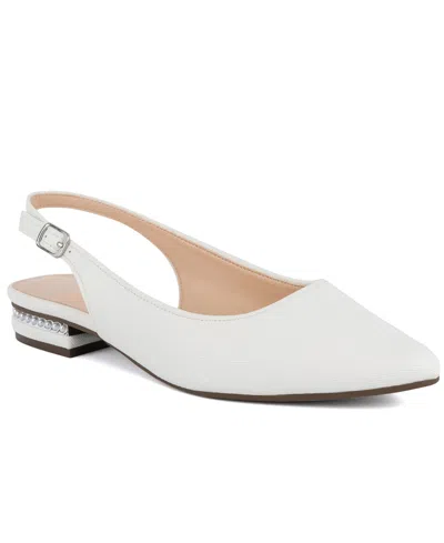 Jones New York Women's Quilsa Pointed Toe Slingback Flats In White