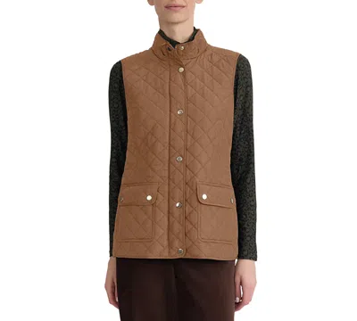 Jones New York Women's Quilted Mock-neck Vest In Brown