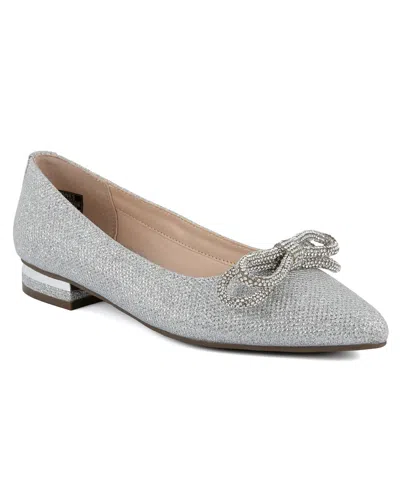 Jones New York Ambree Rhinestone-embellished Ballet Flats In Silver Glitter