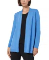 Jones New York Petite Solid Open-front Cardigan Sweater In Blue Horizon
