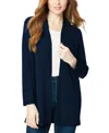 Jones New York Women's Relaxed V-neck Open Cardigan In Blue